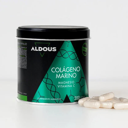 Colágeno Hidrolizado Puro con Magnesio y Vitamina C Aldous 200 Cápsulas