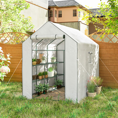 Outsunny Invernadero De Exterior Con 1 Estantes Puerta Enrollable 140x213x190 Cm_4
