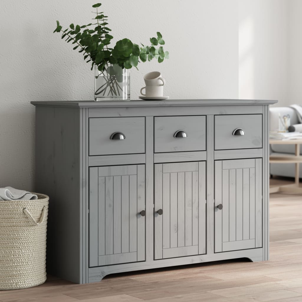 Aparador Bodo Madera Maciza De Pino Gris 115,5x44x80 Cm / Vetonek_4