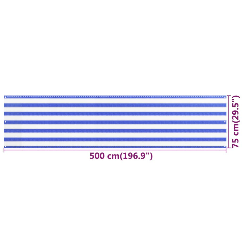 Vidaxl Toldo Para Balcón Hdpe Azul Y Blanco 75x500 Cm_2