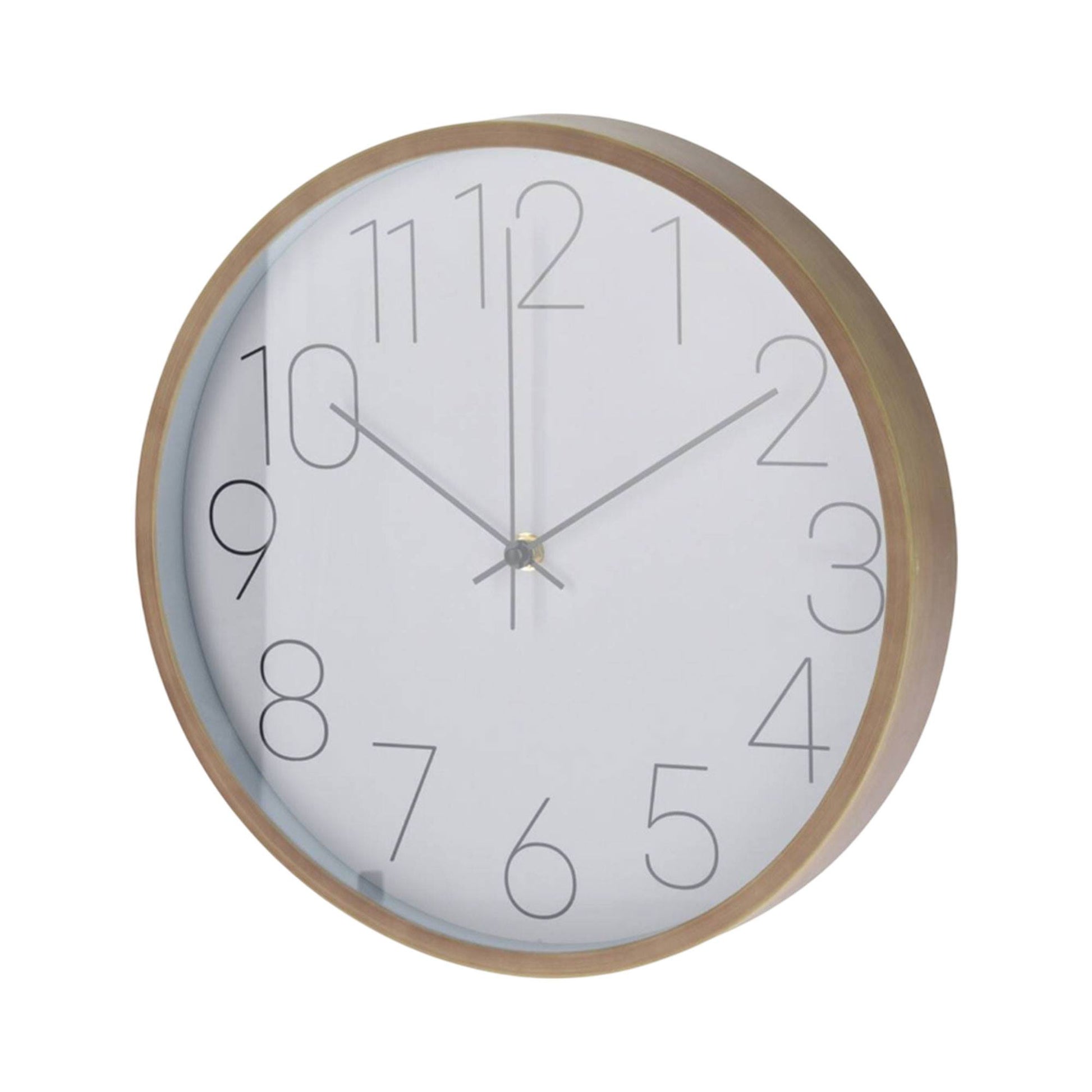 Well Home Reloj De Pared Moderno Con Borde De Aspecto Madera - Esfera Blanca Y Agujas Finas Ø30,5cm_0