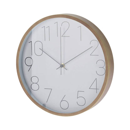 Well Home Reloj De Pared Moderno Con Borde De Aspecto Madera - Esfera Blanca Y Agujas Finas Ø30,5cm_0