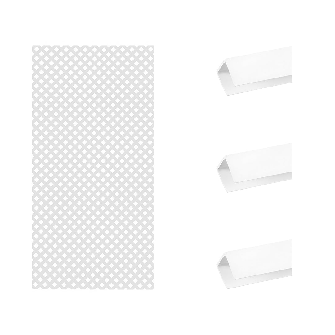 Pack Instalación Celosía Pvc 18 Mm + 3 Perfiles Blanco 1x2 M_0