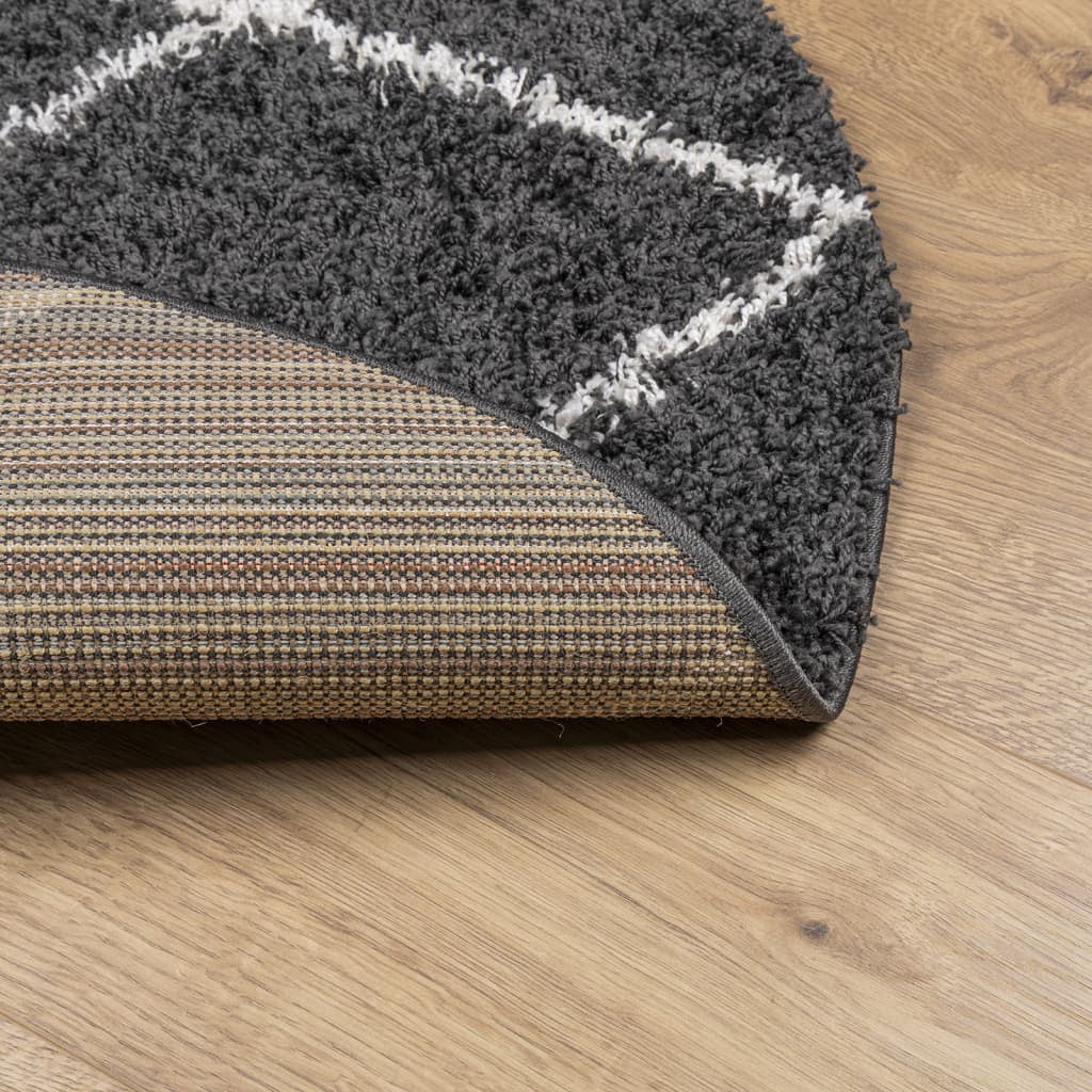 Vidaxl Alfombra De Pelo Largo Moderna Pamplona Negro Y Crema Ø 80 Cm_4