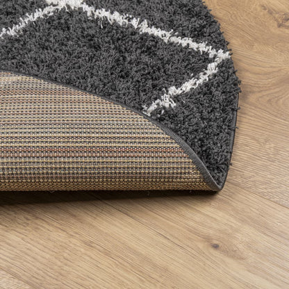 Vidaxl Alfombra De Pelo Largo Moderna Pamplona Negro Y Crema Ø 80 Cm_4