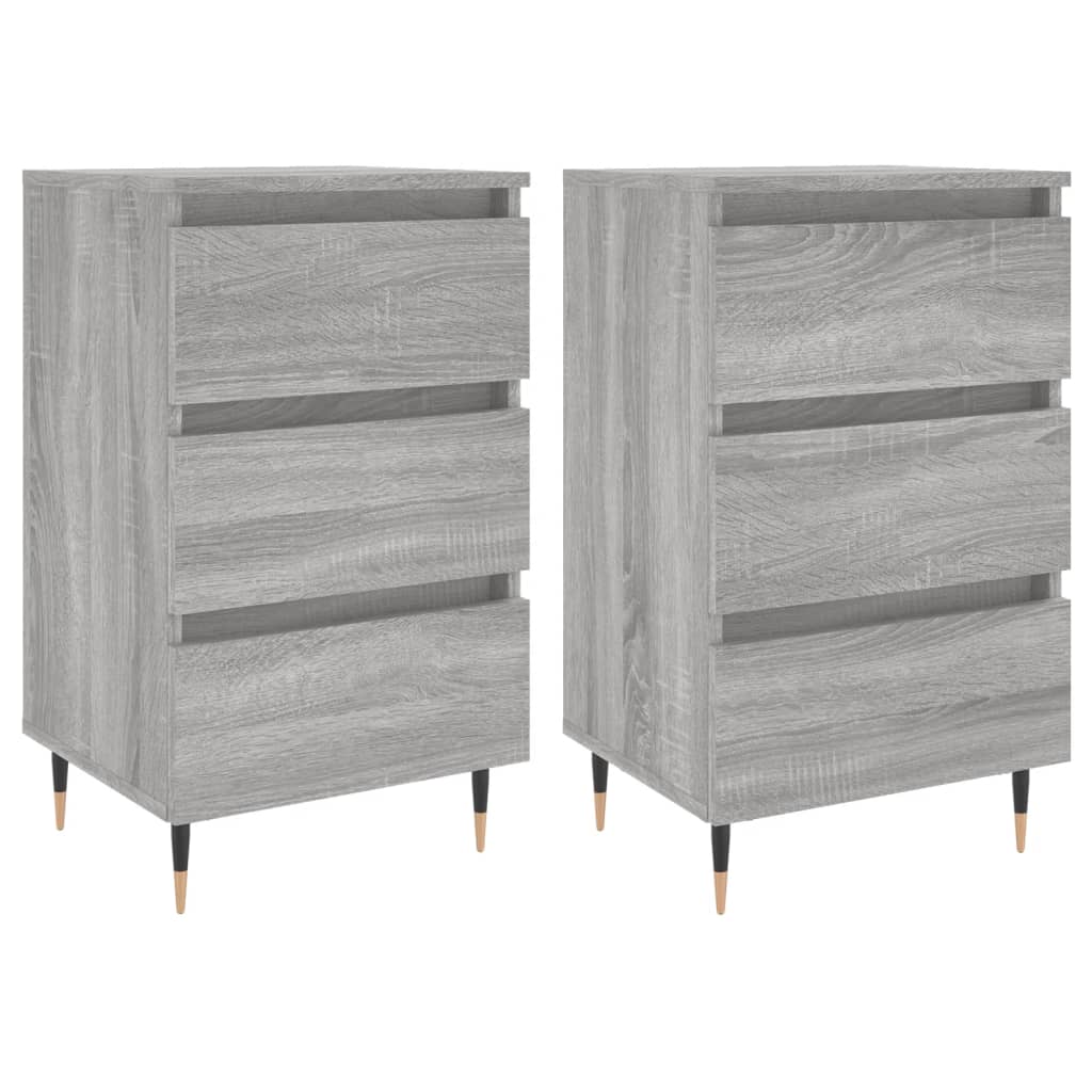 Mesita De Noche 2 Uds Madera Ingeniería Gris Sonoma 40x35x69 Cm_0