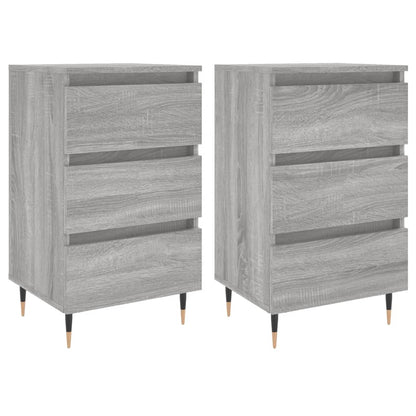 Mesita De Noche 2 Uds Madera Ingeniería Gris Sonoma 40x35x69 Cm_0