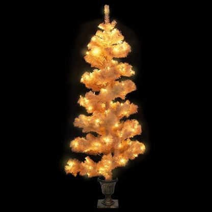 Vidaxl Árbol De Navidad En Espiral Con Luces Y Macetero Blanco 120 Cm_1