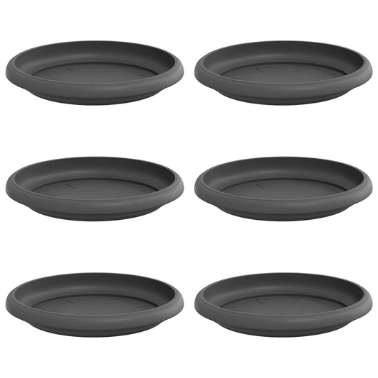 Bandeja Redonda Para Flores 6 Pcs Negro Ø 15,5 X 2 Cm Plástico_0