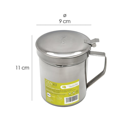 Grasera Acero Inoxidable Para Carne, Aceitera Aceite Usado 0,5 Lts. Con Colador Y Tapa, Recipiente Reciclaje Aceite Usado Carne_1