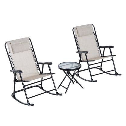 Outsunny Set De Muebles De Jardín Mesa Redonda Y 2 Sillas Mecedoras Plegables_0