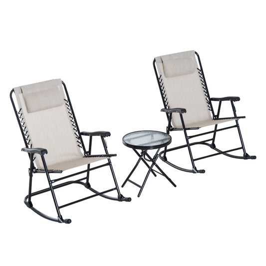 Outsunny Set De Muebles De Jardín Mesa Redonda Y 2 Sillas Mecedoras Plegables_0
