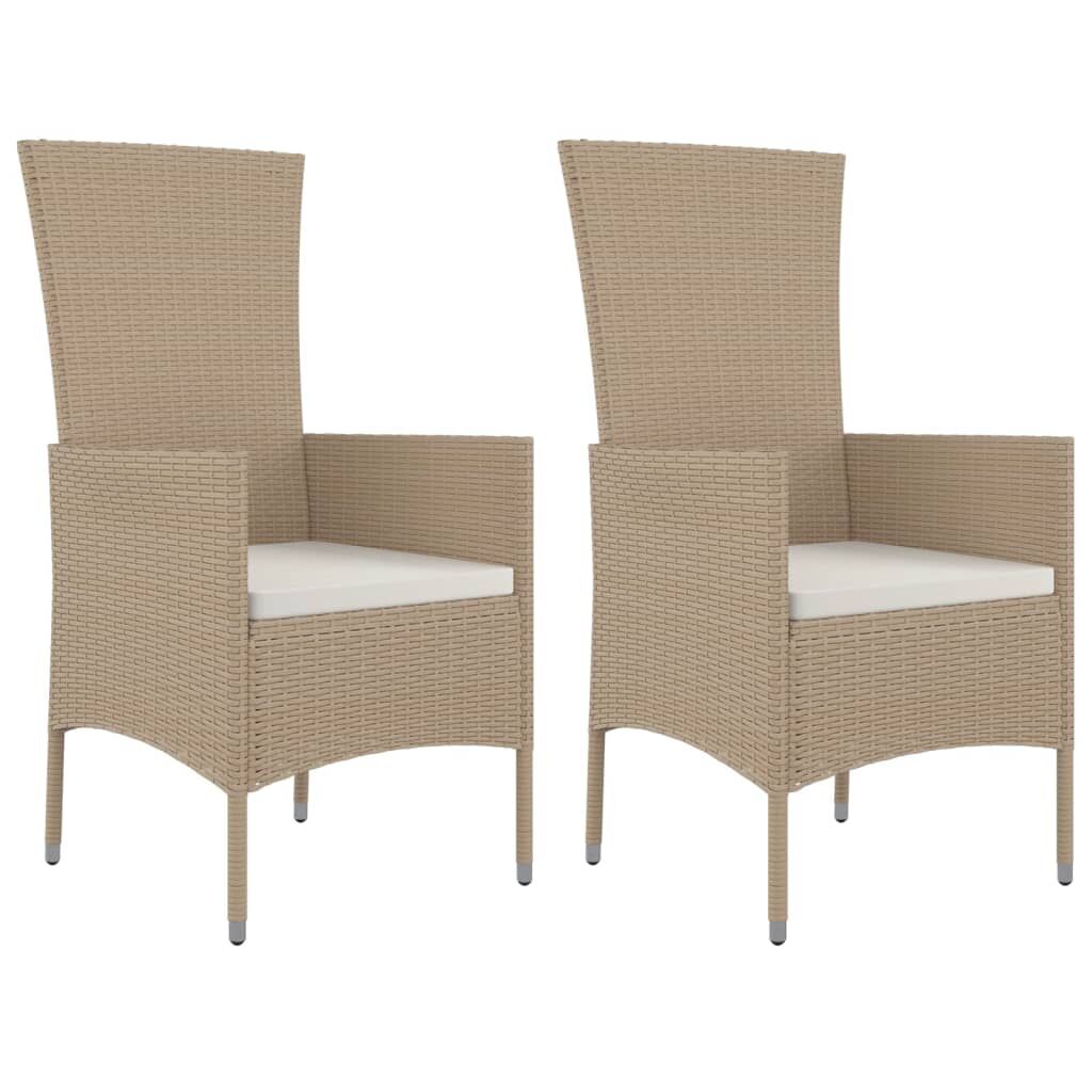 Vidaxl Sillas De Jardín Con Cojines 2 Unidades Ratán Sintético Beige_0
