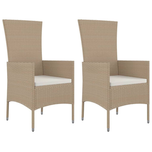 Vidaxl Sillas De Jardín Con Cojines 2 Unidades Ratán Sintético Beige_0