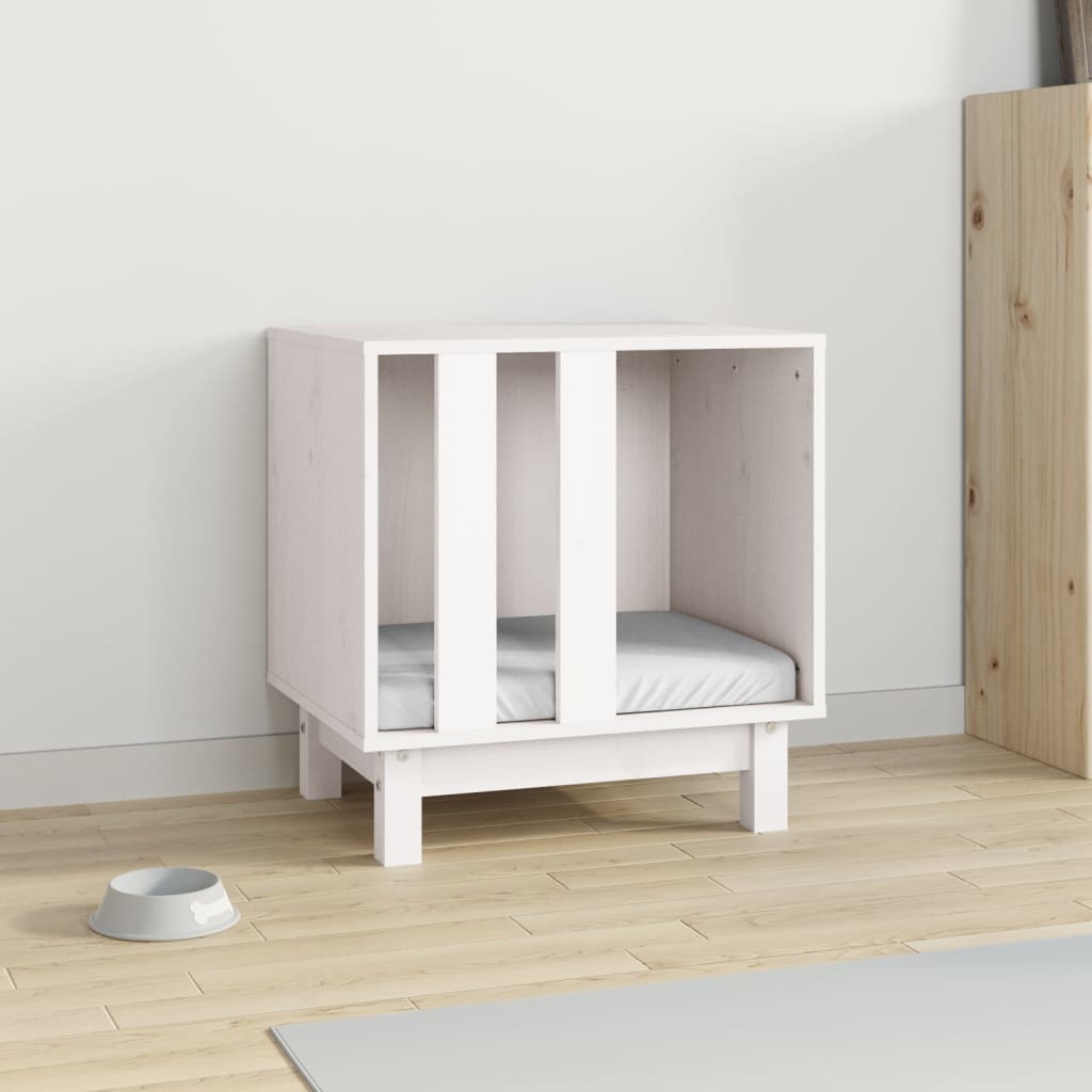 Caseta Para Perros Madera Maciza De Pino Blanco 50x40x52 Cm_2