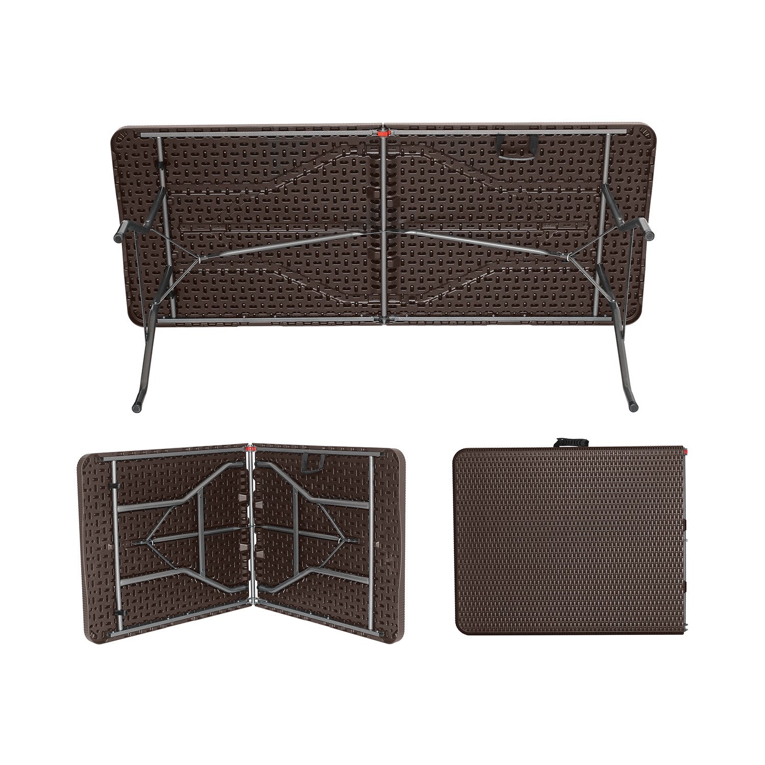 Pack 2 Mesas Plegables Rectangulares Efecto Ratán 180x74x74cm 7house_3