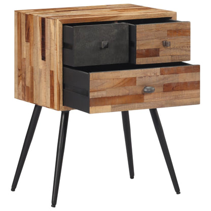 Mesita De Noche Madera Maciza De Teca 47x31,5x60 Cm_0