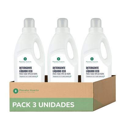 Pack 3xDetergente Líquido Ropa ECO Sín Perfume  Planeta Huerto 1,5 Litros