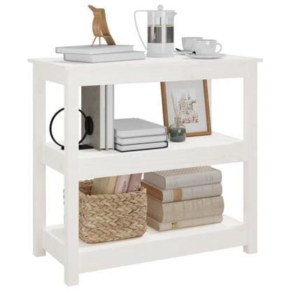 Mesa Consola De Madera Maciza De Pino Blanco 80x40x74 Cm_2