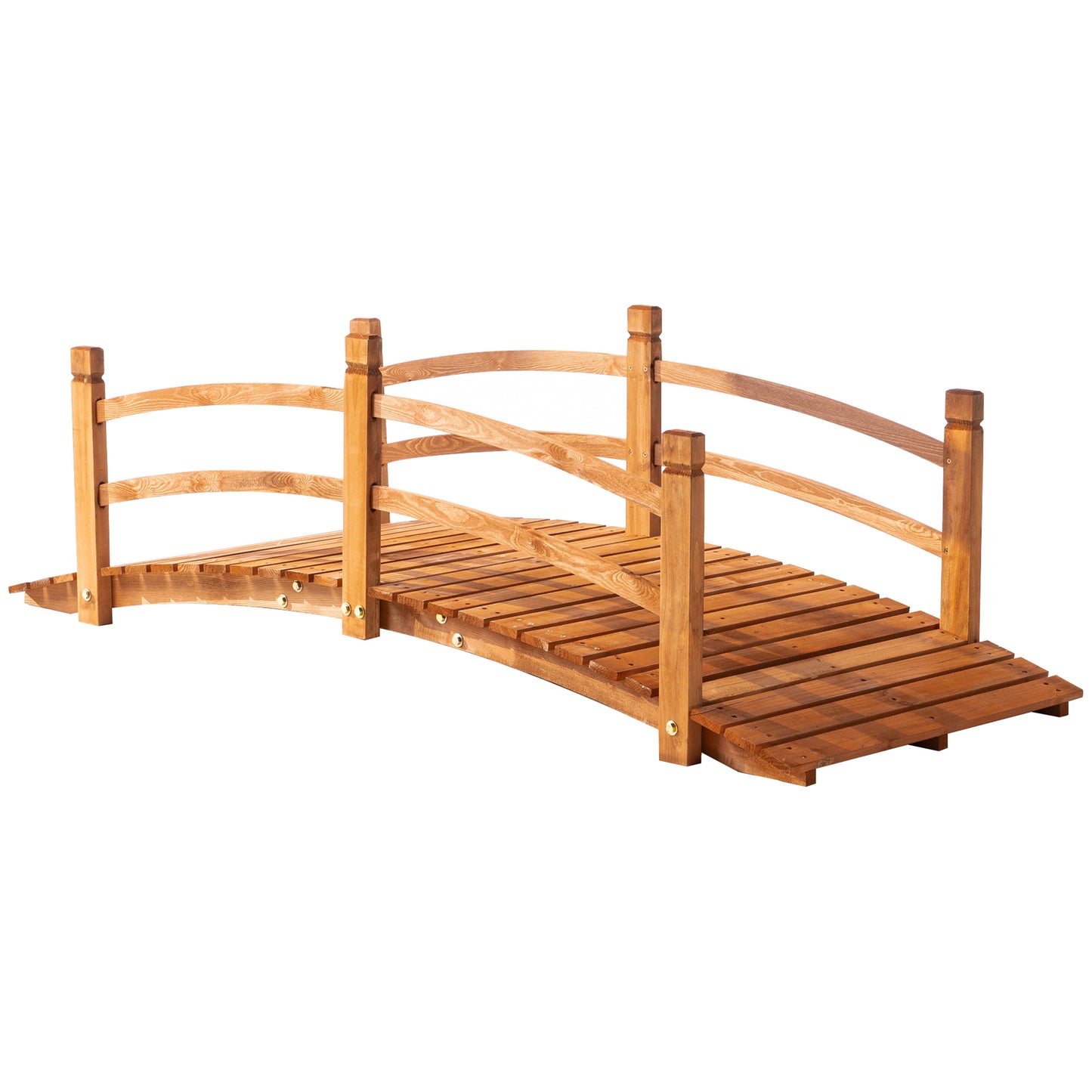 Outsunny Puente De Arco De Madera Con Pasamanos 185x72x58 Cm Natural_0