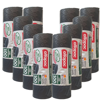 80% Reciclado 10 Rollos De 10 Bolsas De Basura De 100l_0
