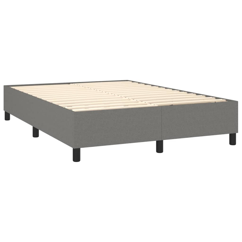 Cama Box Spring Colchón Y Luces Led Tela Gris Oscuro 140x200 Cm / Vetonek_3