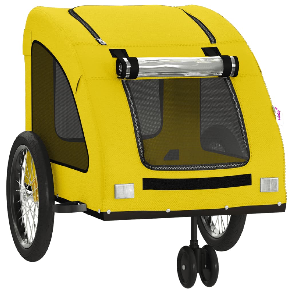 Remolque De Bicicleta Mascotas Hierro Tela Oxford Amarillo_4