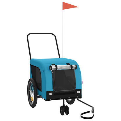 Remolque De Bicicleta Mascotas Hierro Tela Oxford Azul Negro_0