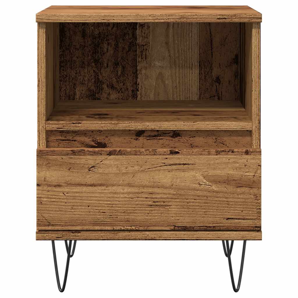Mesita De Noche Madera Ingeniería Madera Envejecida 40x35x50 Cm_2