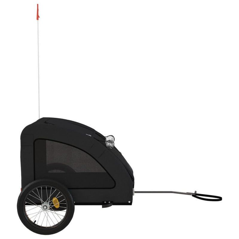 Vidaxl Remolque De Bicicleta Mascotas Hierro Tela Oxford Negro_5