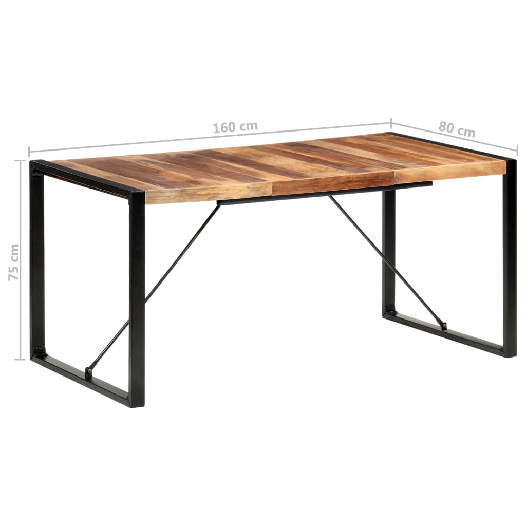 Mesa De Comedor Madera Maciza Con Acabado Sheesham 160x80x75 Cm_4