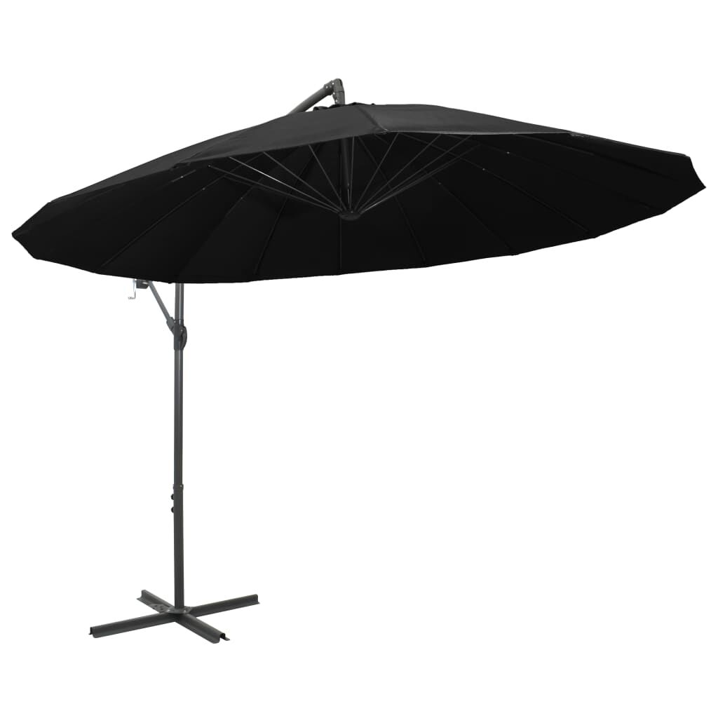 Vidaxl Sombrilla Colgante Con Palo De Aluminio Negra 3 M_1