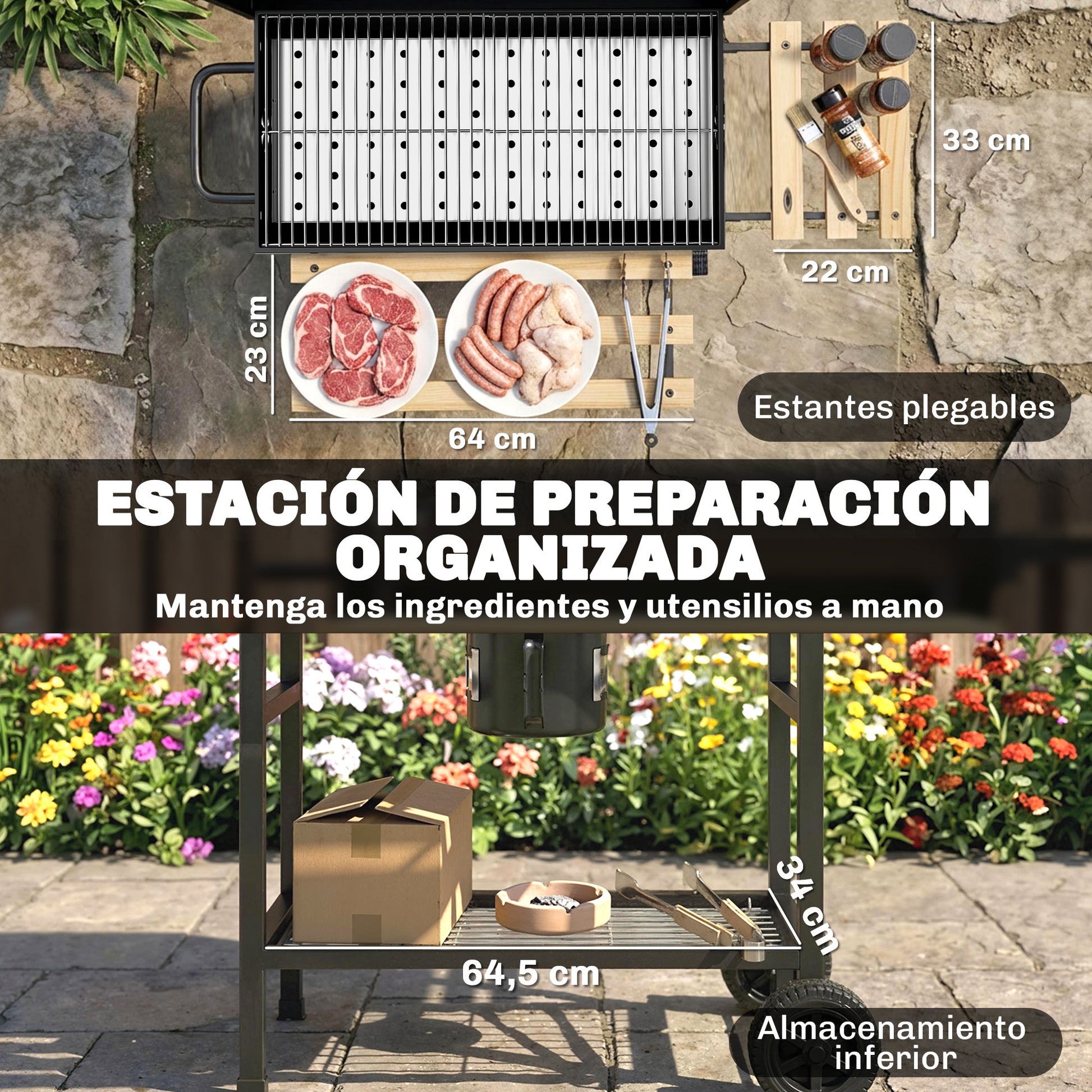 Outsunny Barbacoa De Carbón Portátil Con Asador Eléctrico Estantes Plegables_5