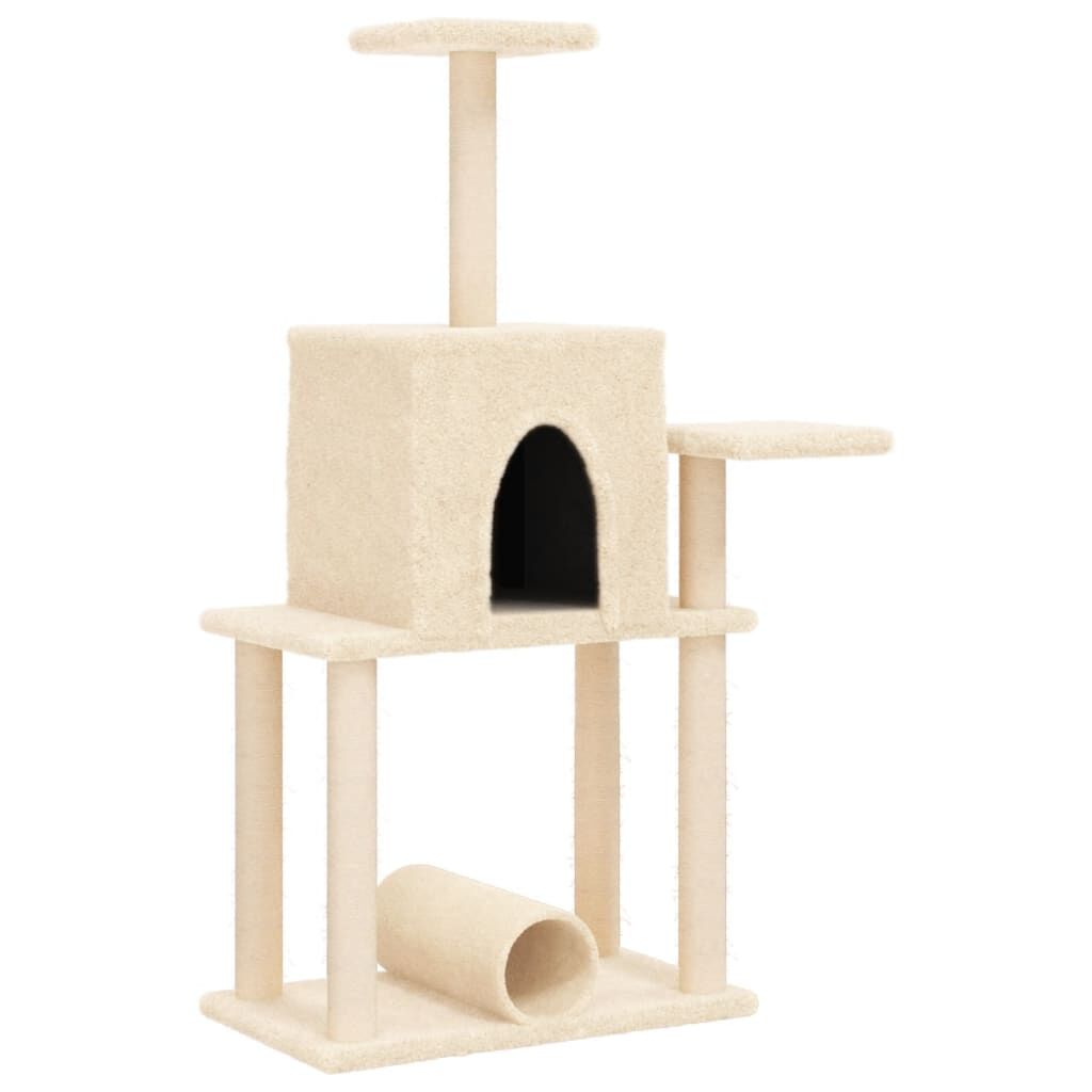 Vidaxl Rascador Para Gatos Con Postes De Sisal Color Crema 122 Cm_0