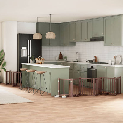 Vidaxl Puerta De Perros Plegable 15 Paneles Madera Álamo Marrón 750 Cm_1