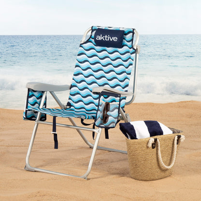 Aktive Pack 2 Sillas De Playa Xl Plegables De Aluminio 5 Posiciones Con Asas Mochila Aruba_1