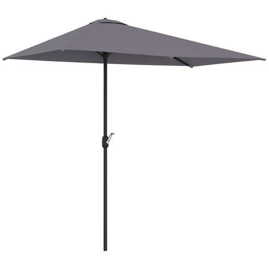 Outsunny Media Sombrilla 230x130x245 Cm Parasol De Pared Con Manivela Gris_0