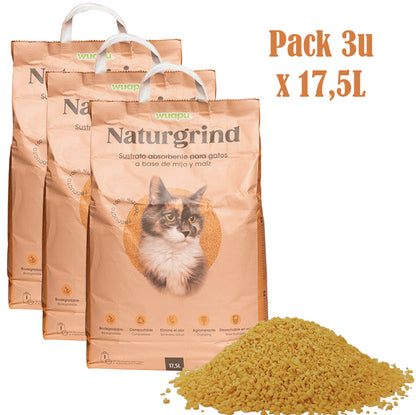Sustrato Absorbente Wuapu Naturgrind Biodegradable Y Compostable Para Gato 1 U 6l_3