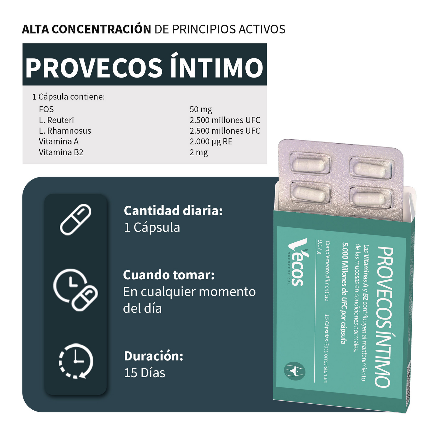 Provecos Íntimo Vecos 15 Cápsulas | Flora Vaginal, Confort Íntimo Y Equilibrio Microbiológico | Con Probióticos_2
