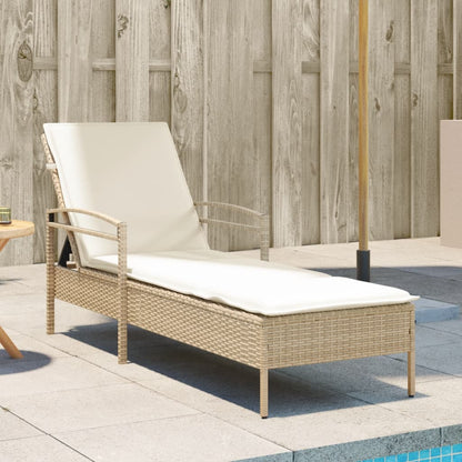 Tumbona Con Cojín Ratán Sintético Beige 63x200x81 Cm / Vetonek_2