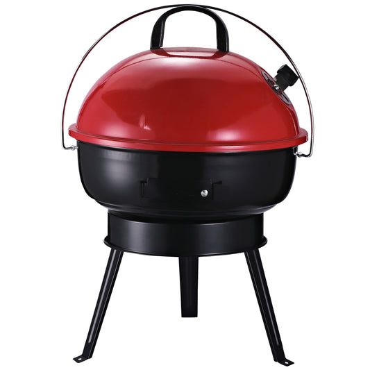 Outsunny Parrilla Para Barbacoa De Carbón Portátil Con Mango Ahumador Pequeño_0