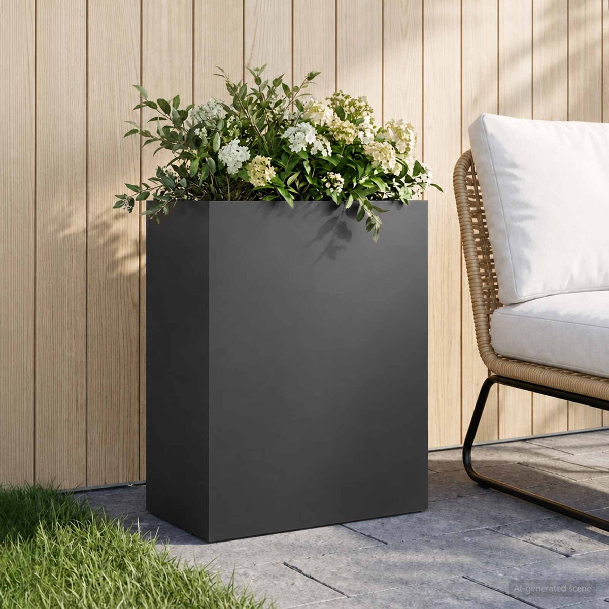 Macetero De Jardín Negro 40 X 20 X 40 Cm Acero Laminado En Frío_1