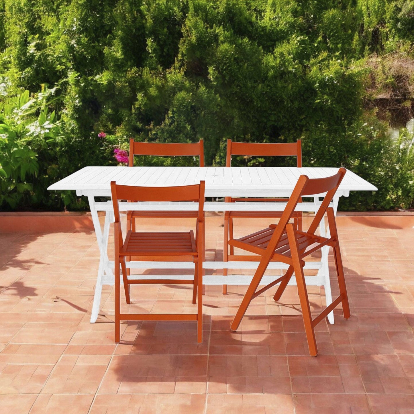 Well Home Mobiliario & Decoración - Pack 4 Sillas Bas En Madera De Haya, Acabado Naranja