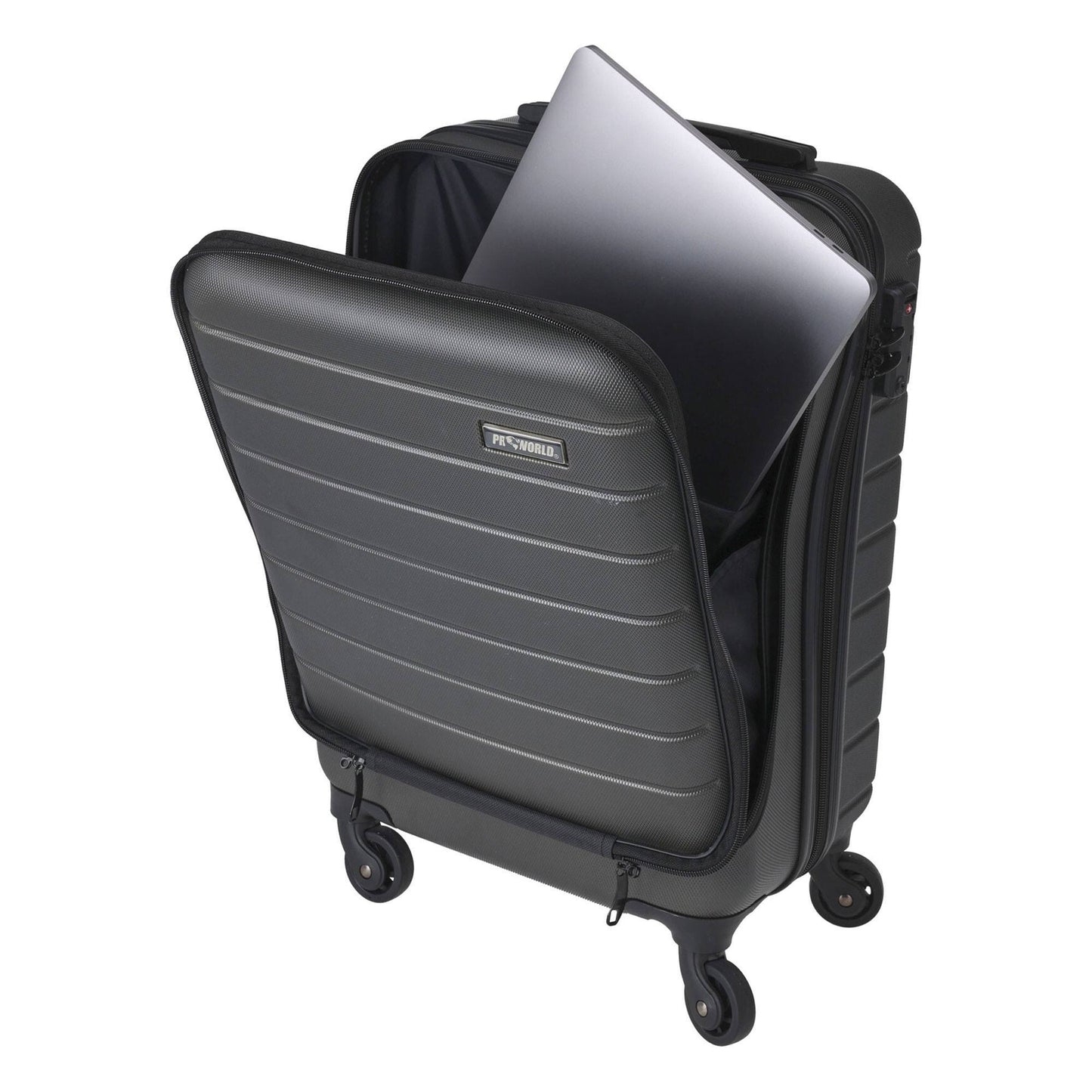 Well Home Maleta Trolley Abs De 20'' Con 4 Ruedas Color Gris Oscuro