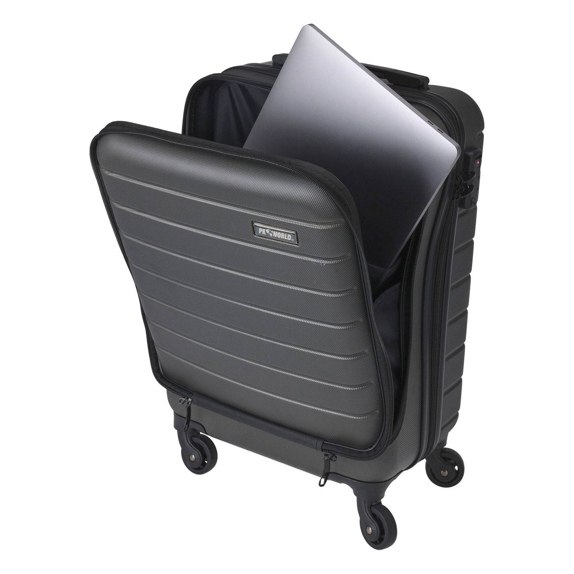 Well Home Maleta Trolley Abs De 20'' Con 4 Ruedas Color Gris Oscuro