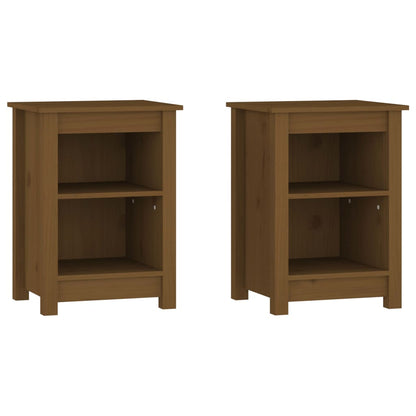 Mesitas De Noche 2 Uds Madera De Pino Marrón Miel 40x35x55 Cm_0