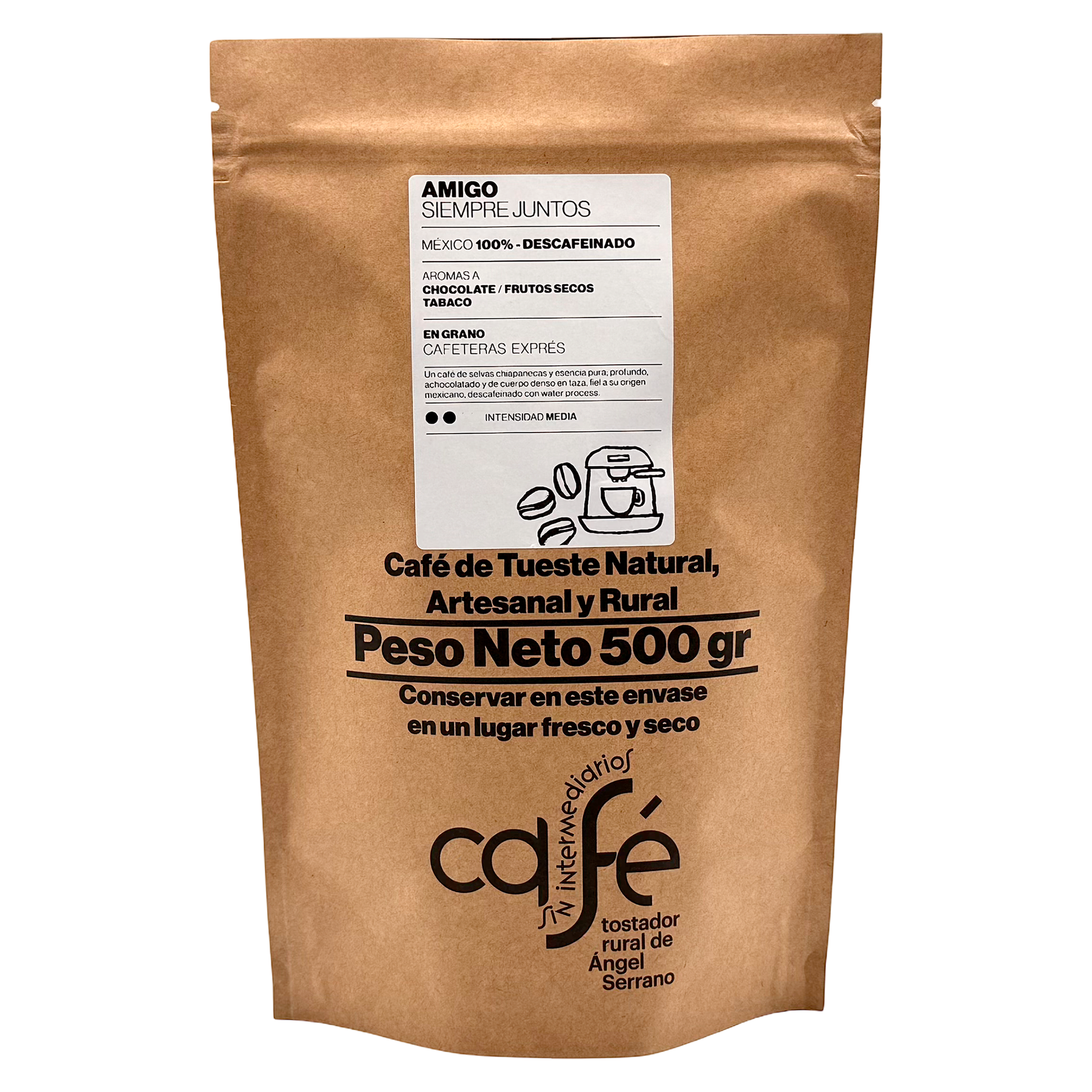 Cafe Sin Intermediarios Café Descafeinado Amigo En Grano Para Espresso 500 G_0