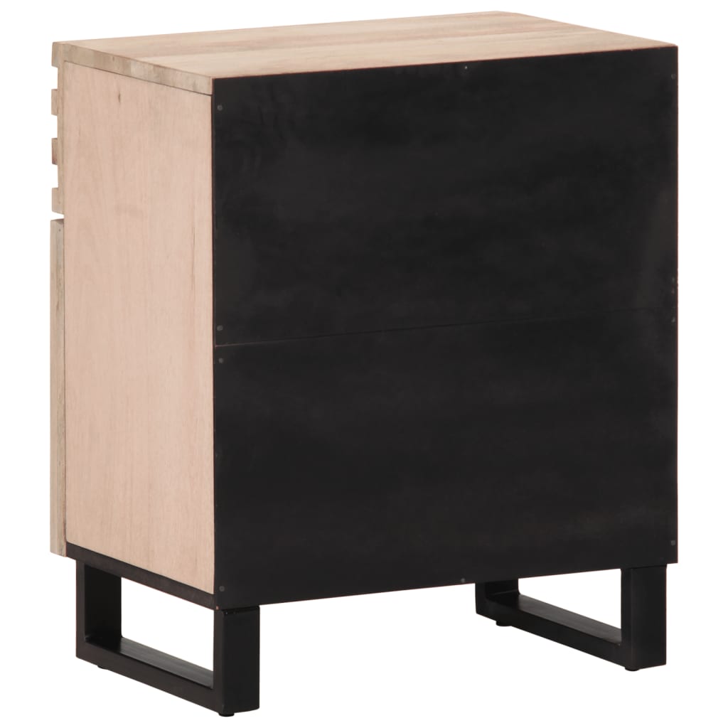 Mesita De Noche De Madera Maciza De Mango Rugosa 50x34x60 Cm_2