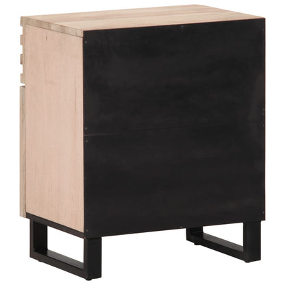 Mesita De Noche De Madera Maciza De Mango Rugosa 50x34x60 Cm_2
