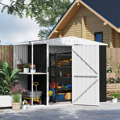 Outsunny Caseta De Jardín Exterior 2,7m² 245x117x180 Cm Con Estante De 2 Niveles_1